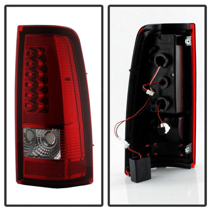SPYDER xTune 03-06 Chevy Silverado 1500 Light Bar Style LED Tail Lights - Red Clear (ALT-JH-CS03-LBLED-RC) 9036828