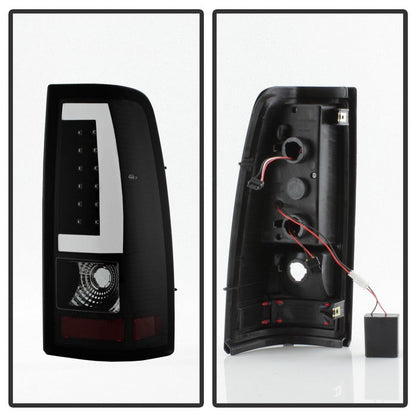 SPYDER xTune 99-02 Chevy Silverado 1500 Light Bar Style LED Tail Lights - Black (ALT-JH-CS99-LBLED-BK) 9036798