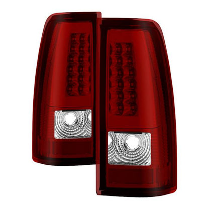 SPYDER xTune 99-02 Chevy Silverado 1500 Light Bar Style LED Tail Lights - Red Clear (ALT-JH-CS99-LBLED-RC) 9036804