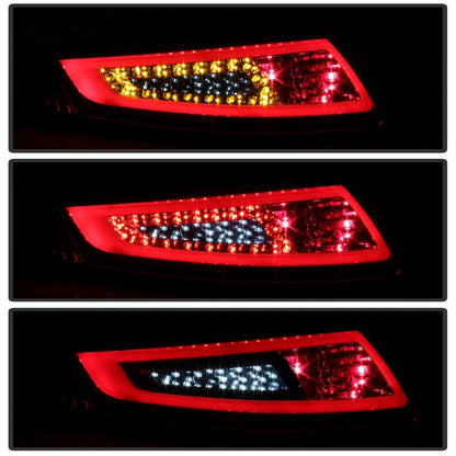 SPYDER xTune Porsche 911 997 05-08 Light Bar LED Tail Lights - Red Clear ALT-ON-P99705V2-LBLED-RC 9038631