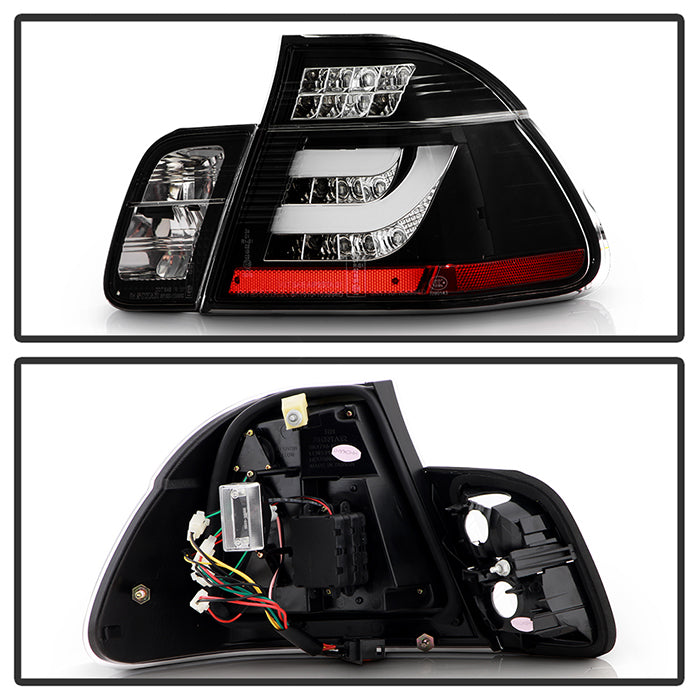 Spyder BMW E46 3-Series 02-05 4Dr Light Bar Style LED Tail Lights Black ALT-YD-BE4602-4D-LBLED-BK 5015938