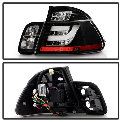 Spyder BMW E46 3-Series 02-05 4Dr Light Bar Style LED Tail Lights Black ALT-YD-BE4602-4D-LBLED-BK 5015938