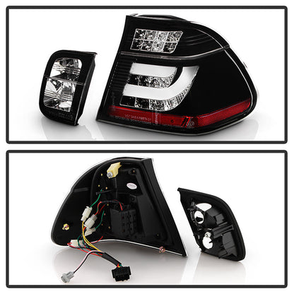 Spyder BMW E46 3-Series 02-05 4Dr Light Bar Style LED Tail Lights Black ALT-YD-BE4602-4D-LBLED-BK 5015938
