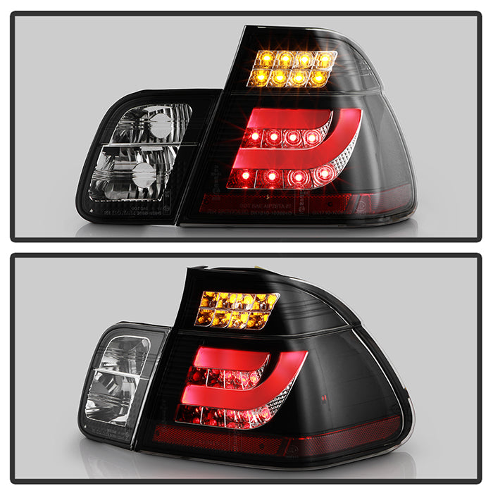 Spyder BMW E46 3-Series 02-05 4Dr Light Bar Style LED Tail Lights Black ALT-YD-BE4602-4D-LBLED-BK 5015938