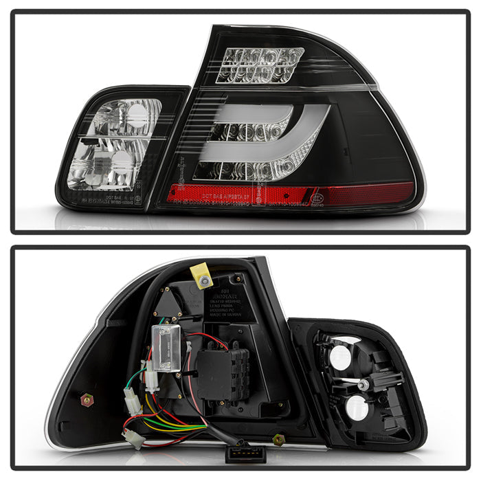 Spyder BMW E46 3-Series 99-01 4Dr Light Bar Style LED Tail Lights Black ALT-YD-BE4699-4D-LBLED-BK 5037695