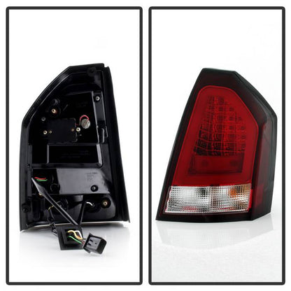 Spyder 05-07 Chrysler 3000C Verison 2 Light Bar LED Tail Lights - Red Clear (ALT-YD-C305V2-LED-RC) 5083364
