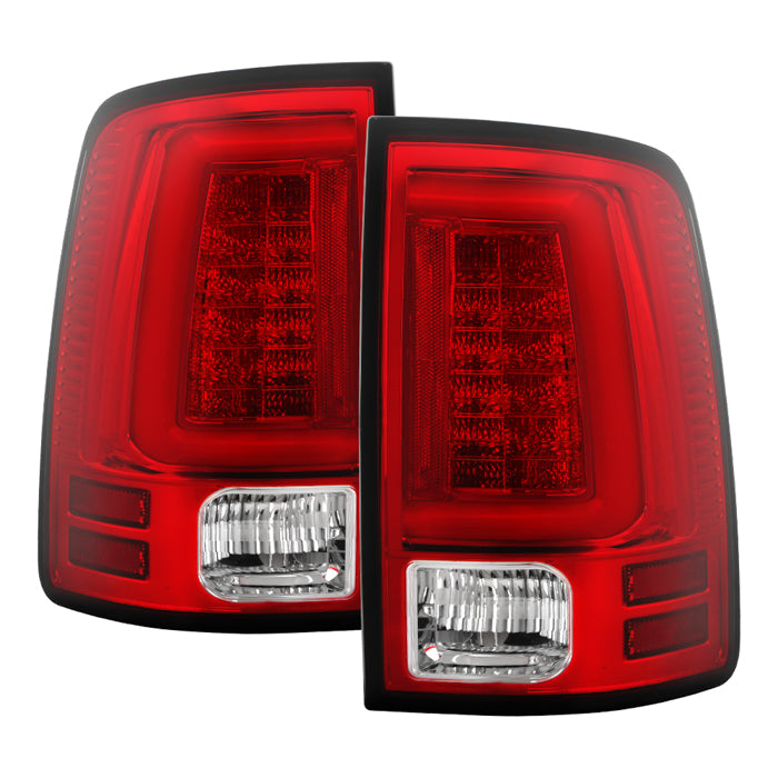 Spyder 09-16 Dodge Ram 1500 Light Bar LED Tail Lights - Red Clear ALT-YD-DRAM09V2-LED-RC 5084040