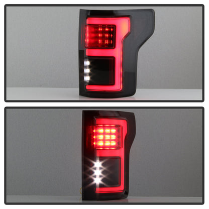 Spyder 15-18 Ford F-150 LED Tail Lights (w/Blind Spot) - Black Smoke (ALT-YD-FF15015BS-LBLED-BSM) 5085337