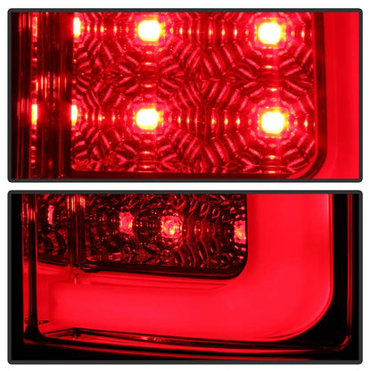 Spyder 07-13 GMC Sierra 1500 V2 Light Bar LED Tail Lights - Red Clear (ALT-YD-GS07V2-LBLED-RC) 5084767