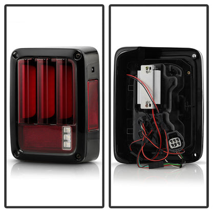 Spyder 07-16 Jeep Wrangler Version 2 Light Bar LED Tail Lights - Red Clear (ALT-YD-JWA07V2-LBLED-RC) 5084798
