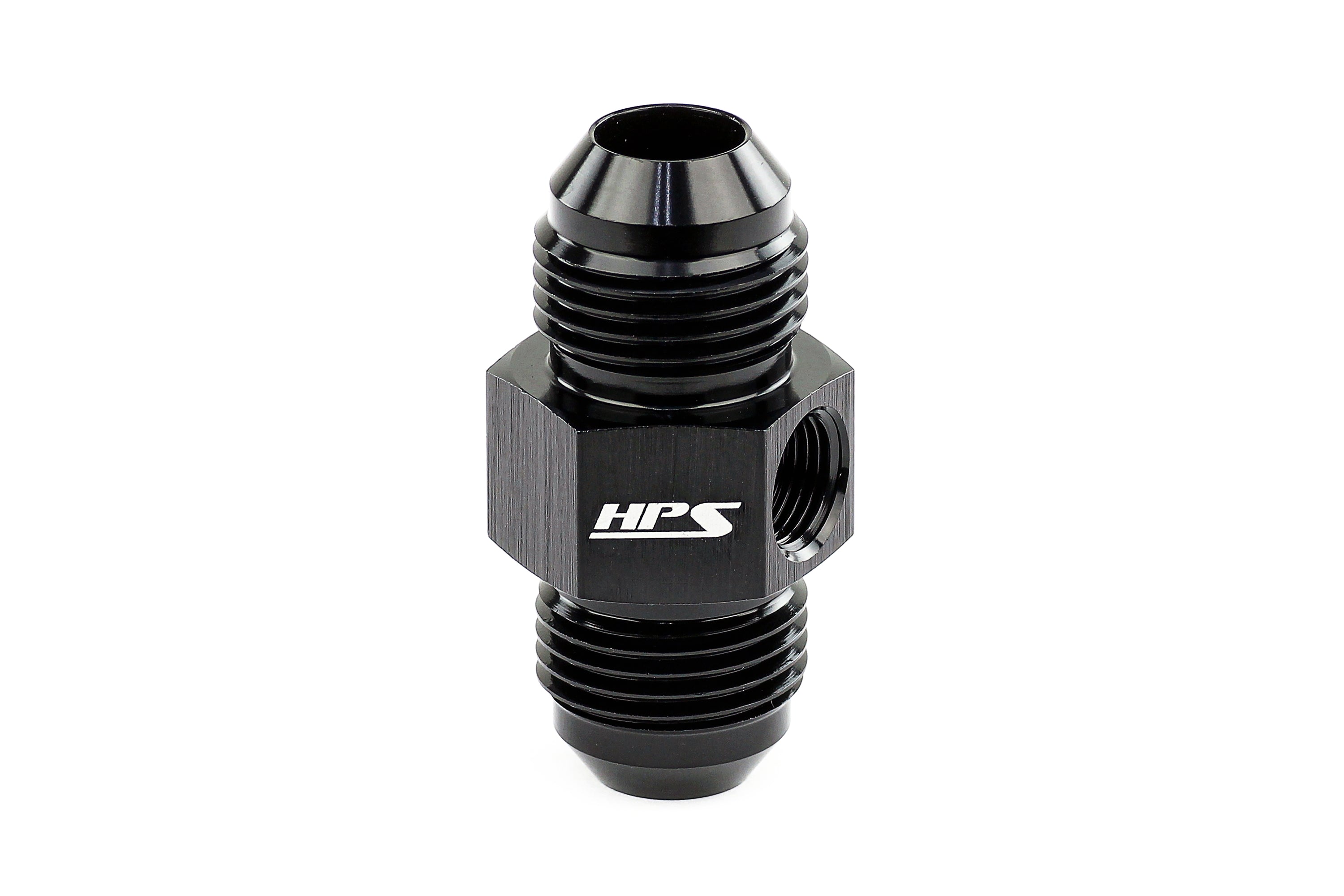 Performance AN Male to Male Adapter with 1/8" NPT Female Port, Aluminum, Black