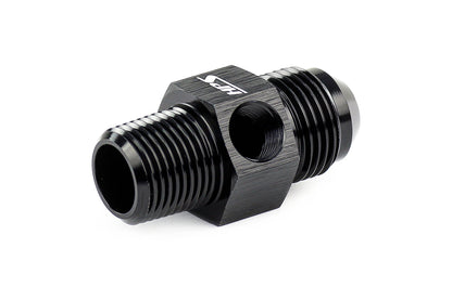 HPS AN Male to NPT Male Adapter with 1/8" NPT Female Port, Aluminum, Black