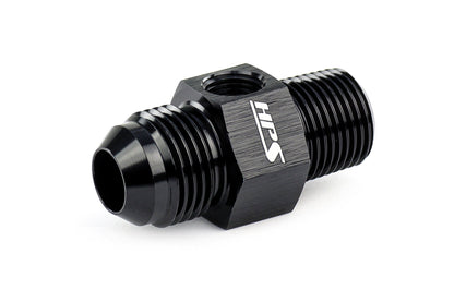 HPS AN Male to NPT Male Adapter with 1/8" NPT Female Port, Aluminum, Black
