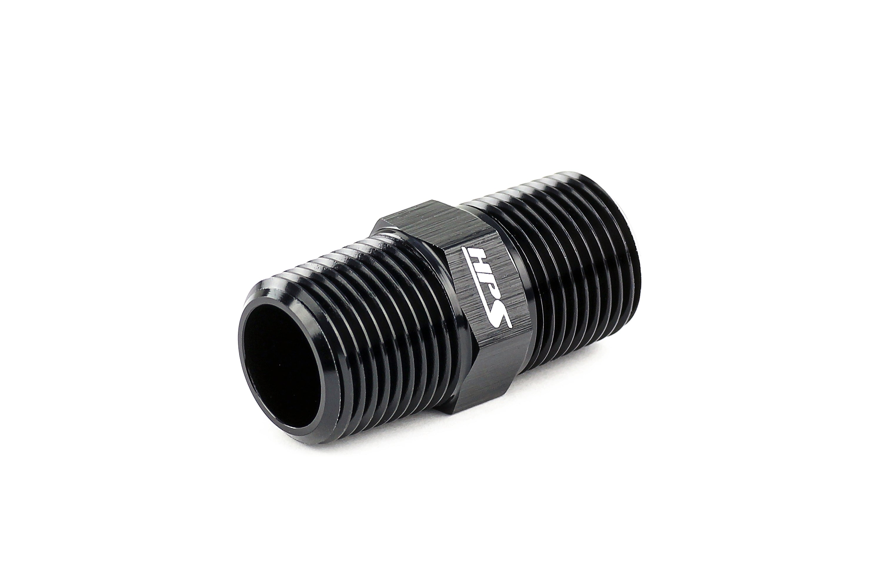 Performance Straight NPT Male To NPT Male Union Coupler Adapter, Aluminum, Black