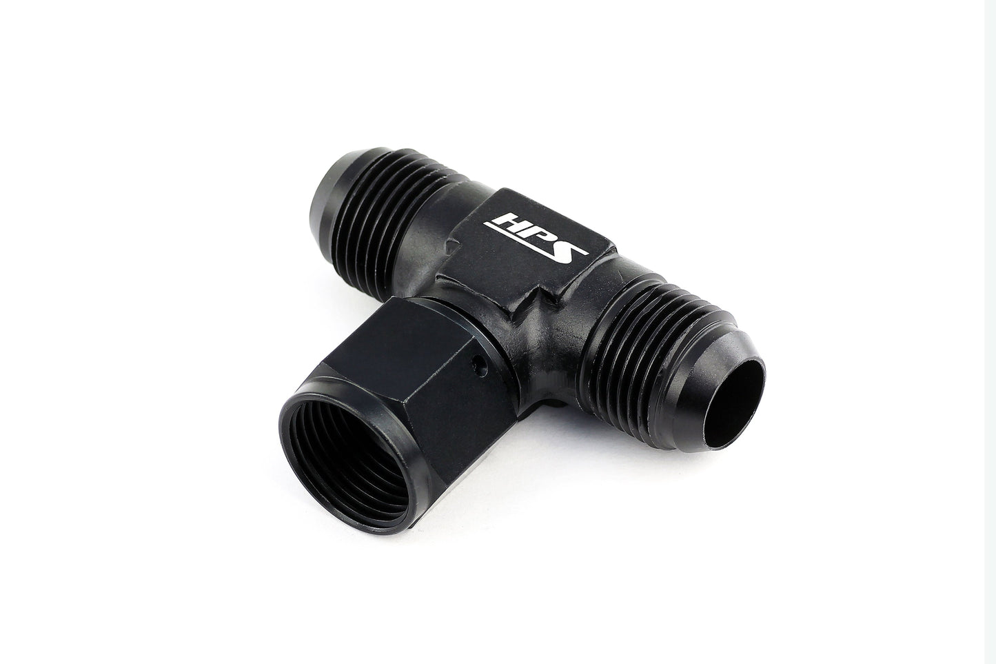 HPS Performance Products AN Male Tee with AN Female Swivel on Side Fitting Adapter, Aluminum, Black