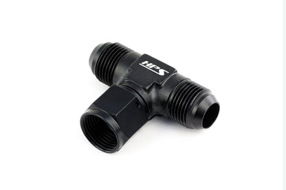 HPS Performance Products AN Male Tee with AN Female Swivel on Side Fitting Adapter, Aluminum, Black