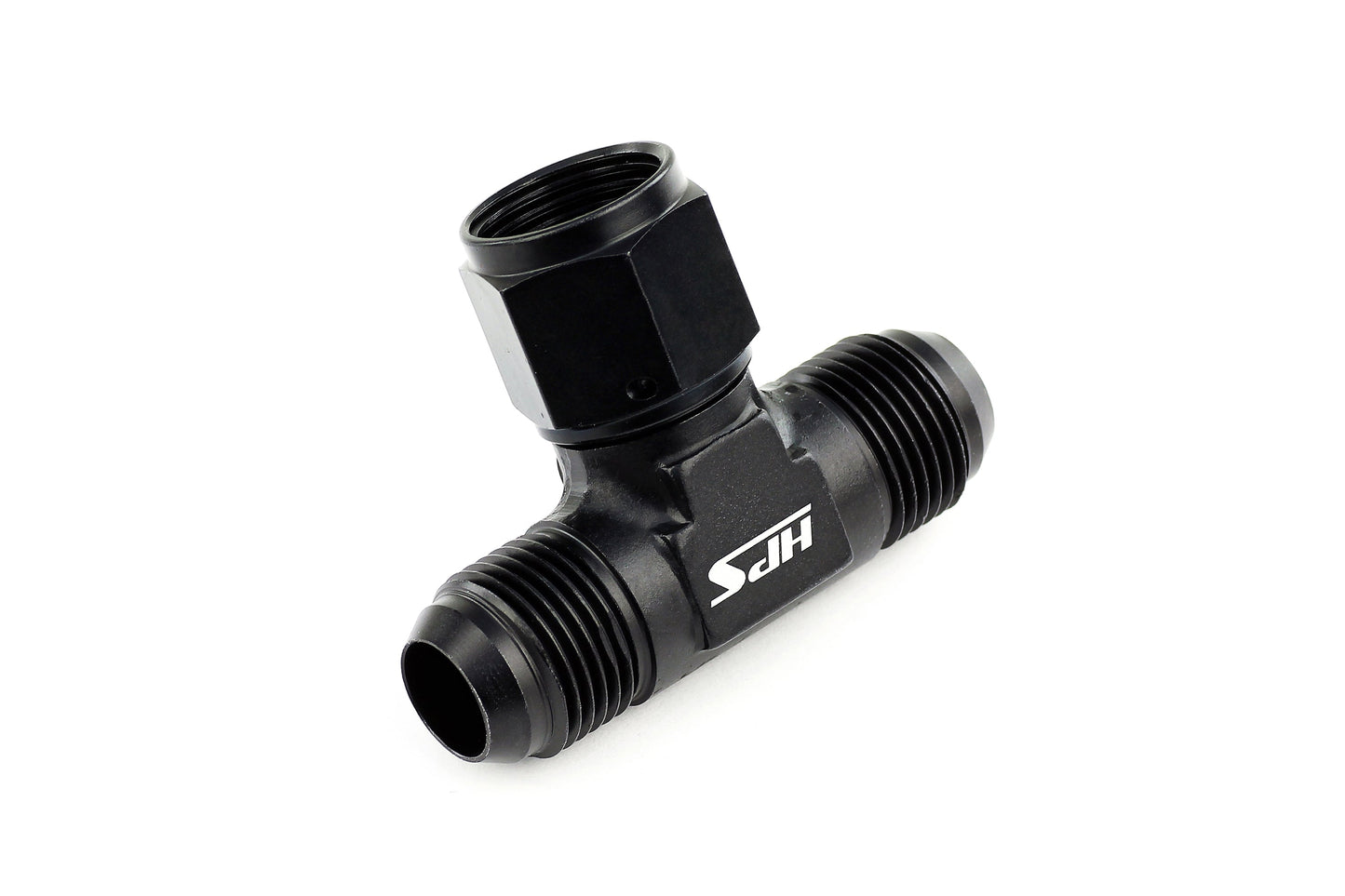HPS Performance Products AN Male Tee with AN Female Swivel on Side Fitting Adapter, Aluminum, Black