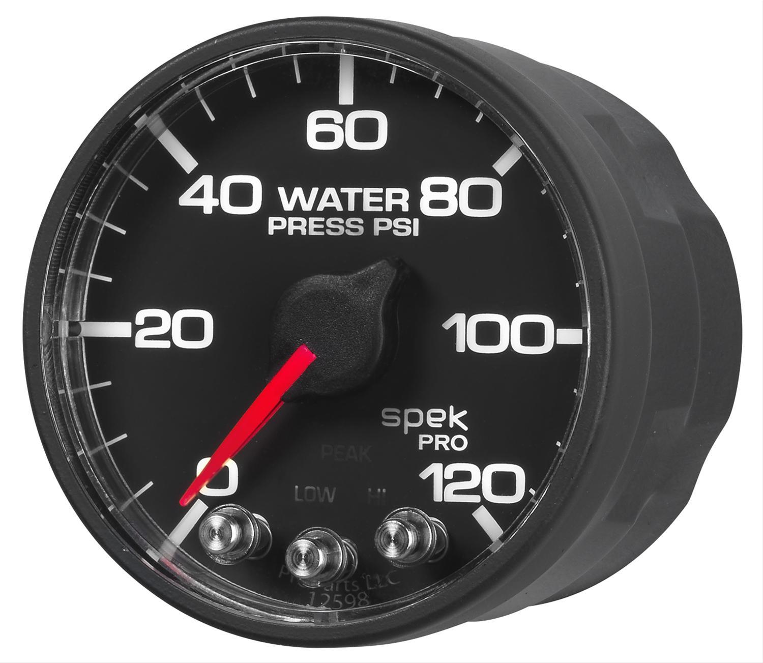 Autometer 2-1/16 Spek-Pro Water Pressure Gauge 120psi Individual Gauges Analog Gauges main image