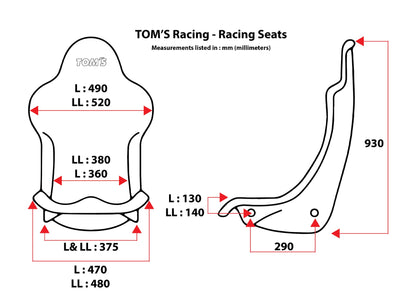 TOM'S Racing TOM'S HERITAGE EDITION Bucket Seats (Carbon Kevlar)