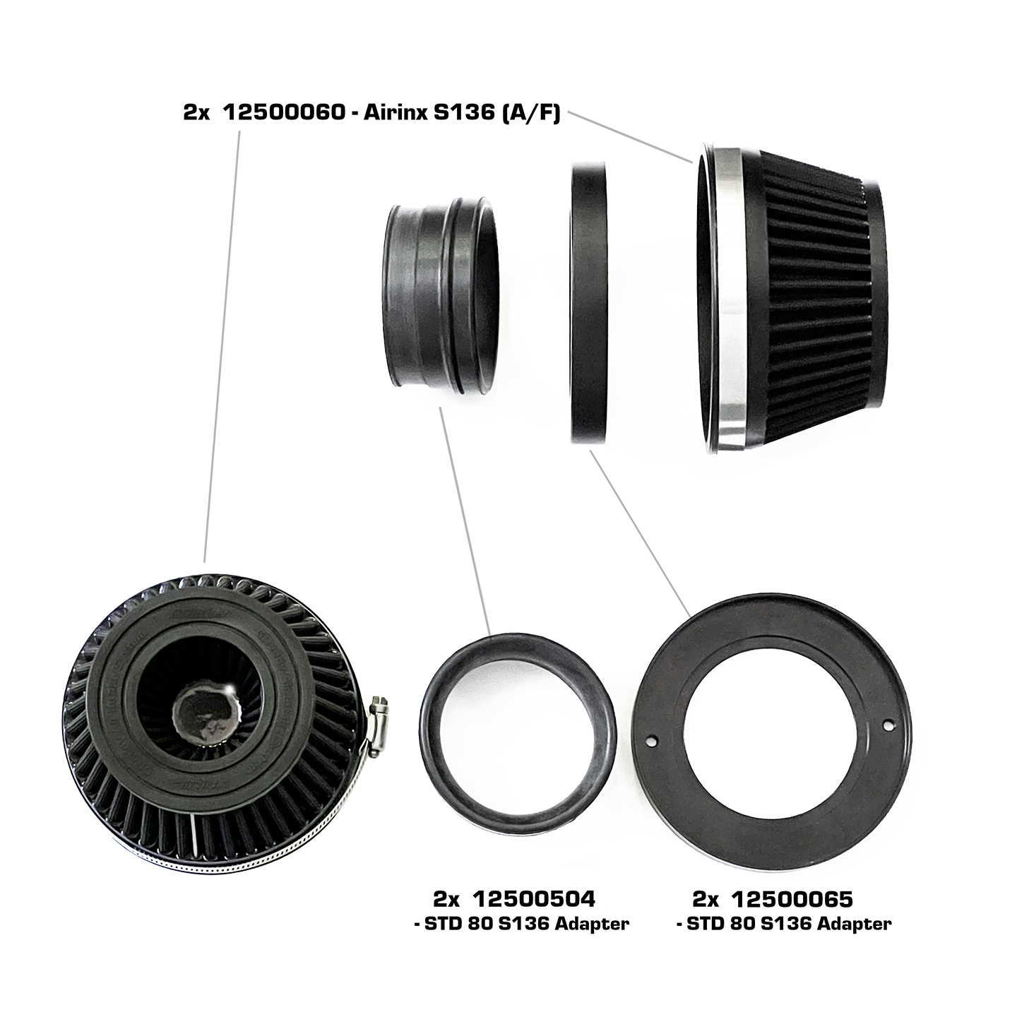 GReddy Spl.: GReddy A/F-Type Airinx S 136 Air Filter, Baseplate & Adapters