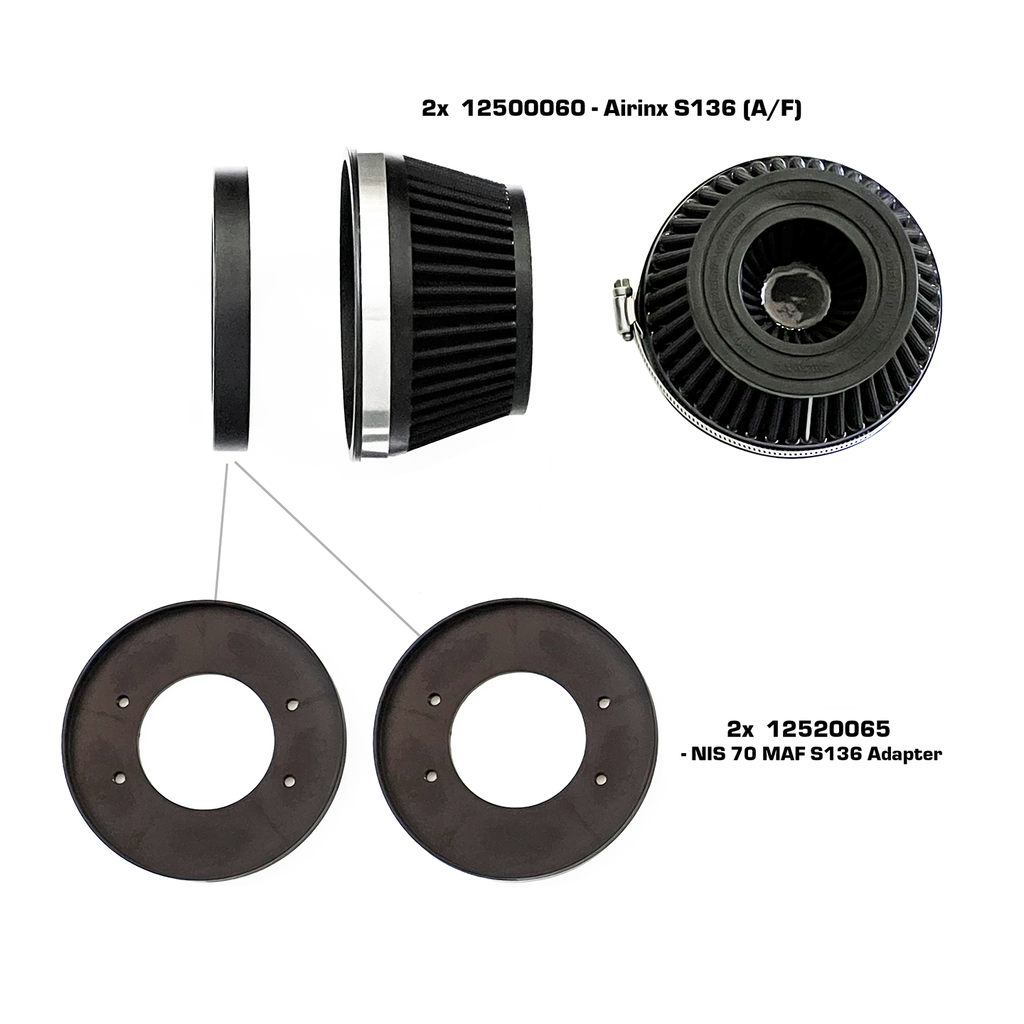 GReddy Spl.: GReddy A/F-Type Airinx S 136 Air Filter, Baseplate & Adapters