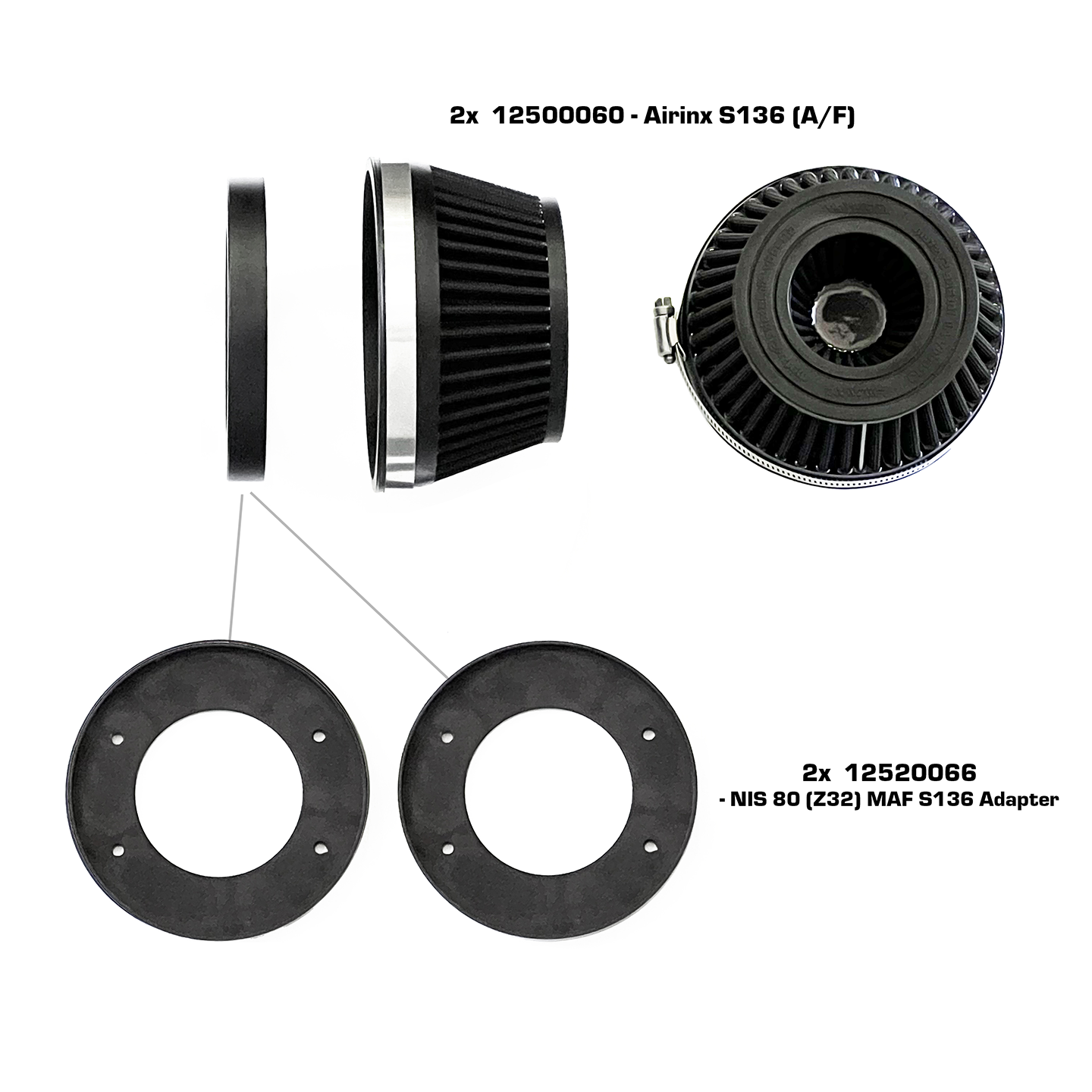 GReddy Spl.: GReddy A/F-Type Airinx S 136 Air Filter, Baseplate & Adapters