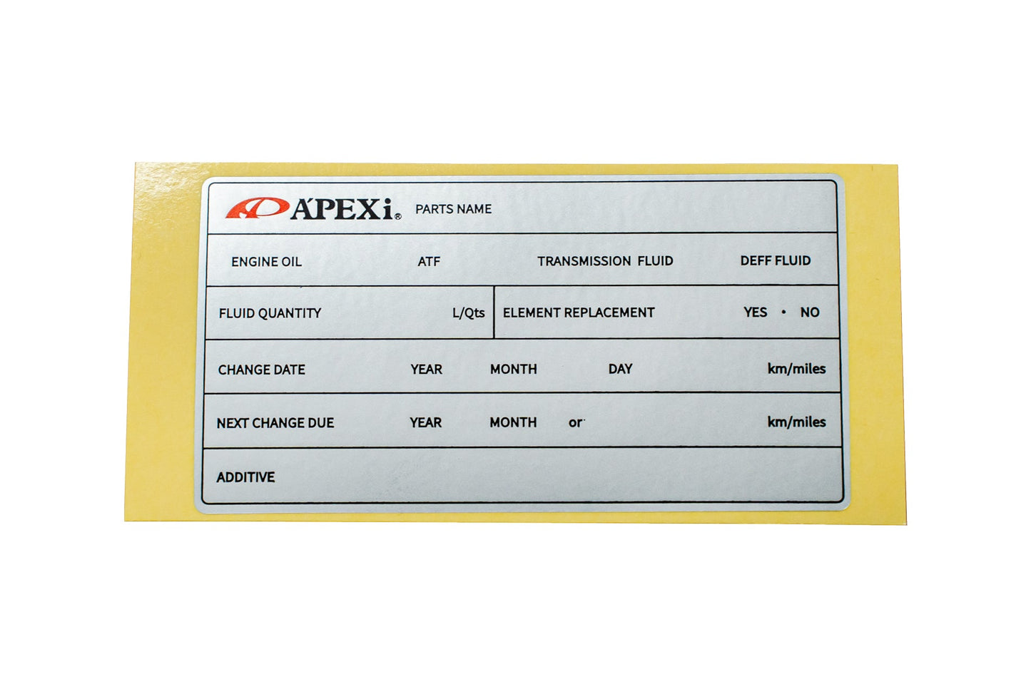 APEXi A'PEXi - Fluid Maintenance Sticker