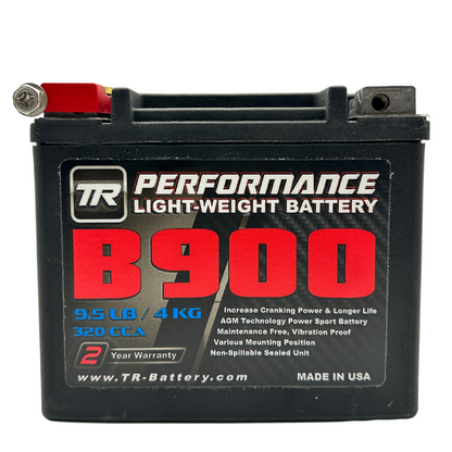 Tomioka Racing TR-B900 9LBS AGM Lightweight Battery Street Use Track Use Race Use Universal Fit with CTEK Battery Tender (Optional)