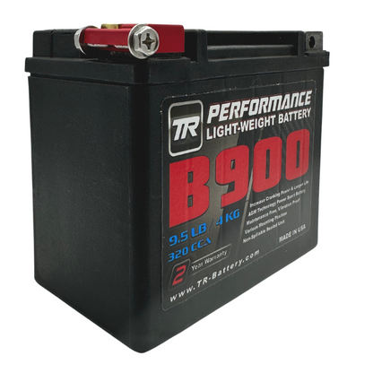 Tomioka Racing TR-B900 9LBS AGM Lightweight Battery Street Use Track Use Race Use Universal Fit with CTEK Battery Tender (Optional)