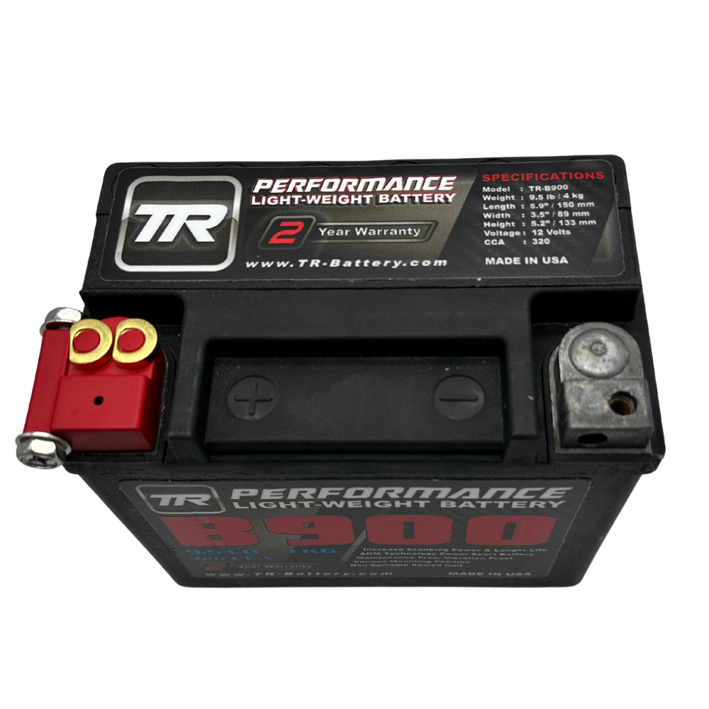 Tomioka Racing TR-B900 9LBS AGM Lightweight Battery Street Use Track Use Race Use Universal Fit with CTEK Battery Tender (Optional)