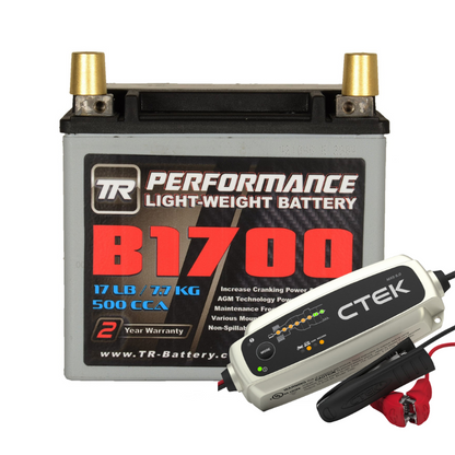 Tomioka Racing TR-B1700 17LBS AGM Lightweight Battery Street Use Race Use Track Use Universal Fit with Battery Tender (Optional)