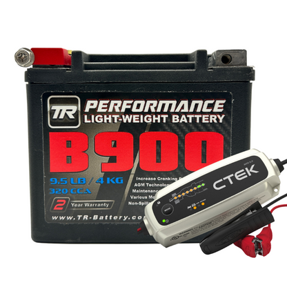 Tomioka Racing TR-B900 9LBS AGM Lightweight Battery Street Use Track Use Race Use Universal Fit with CTEK Battery Tender (Optional)