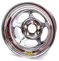 Bassett Wheel 5x 5in 15 x 10 Chrome 4.5in BS. BAS50L545C