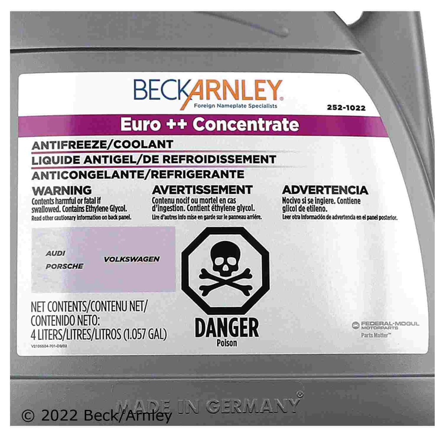 Beck/Arnley Engine Coolant / Antifreeze 252-1022