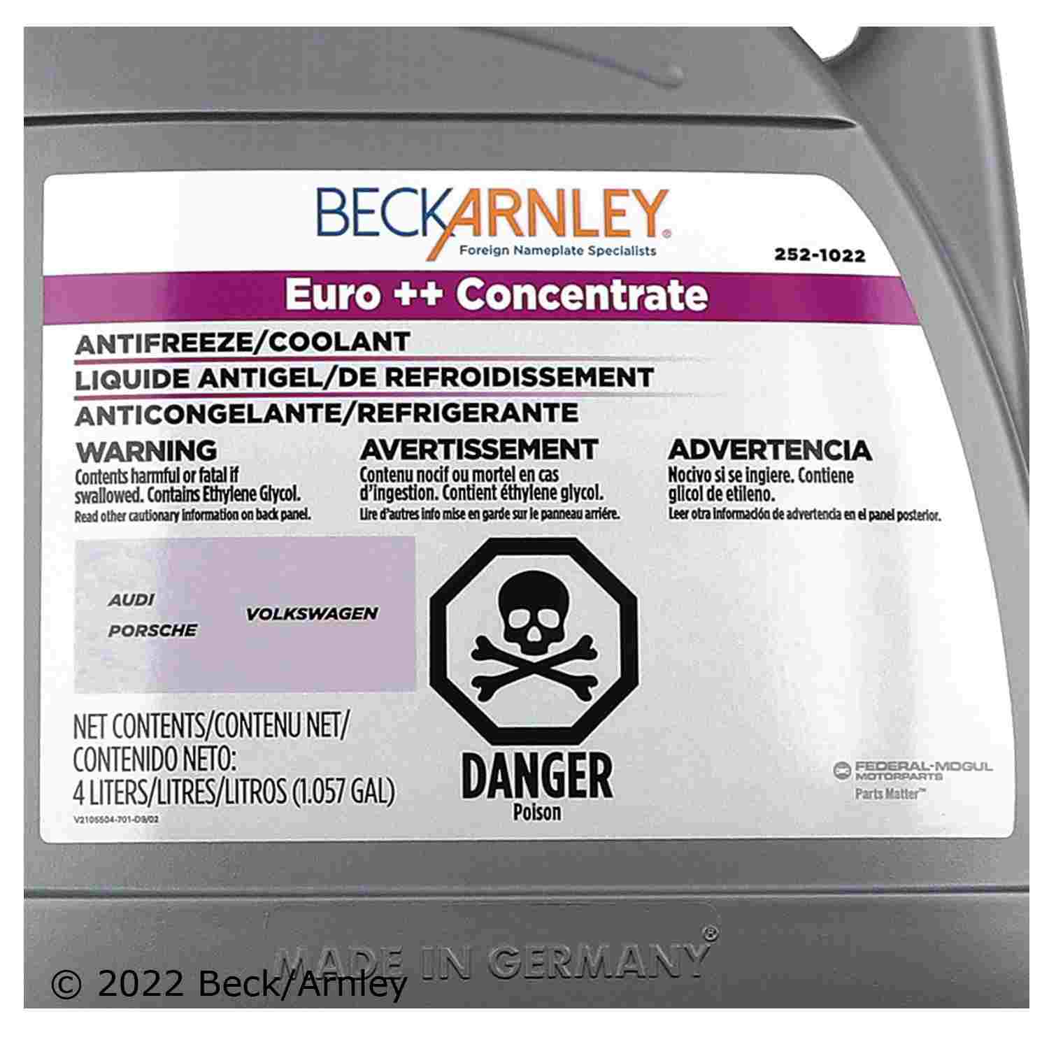 Beck/Arnley Engine Coolant / Antifreeze 252-1022