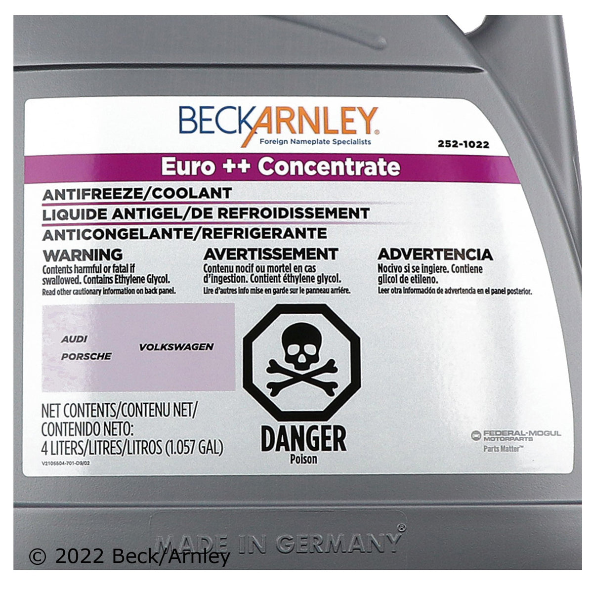 Beck/Arnley Engine Coolant / Antifreeze 252-1022