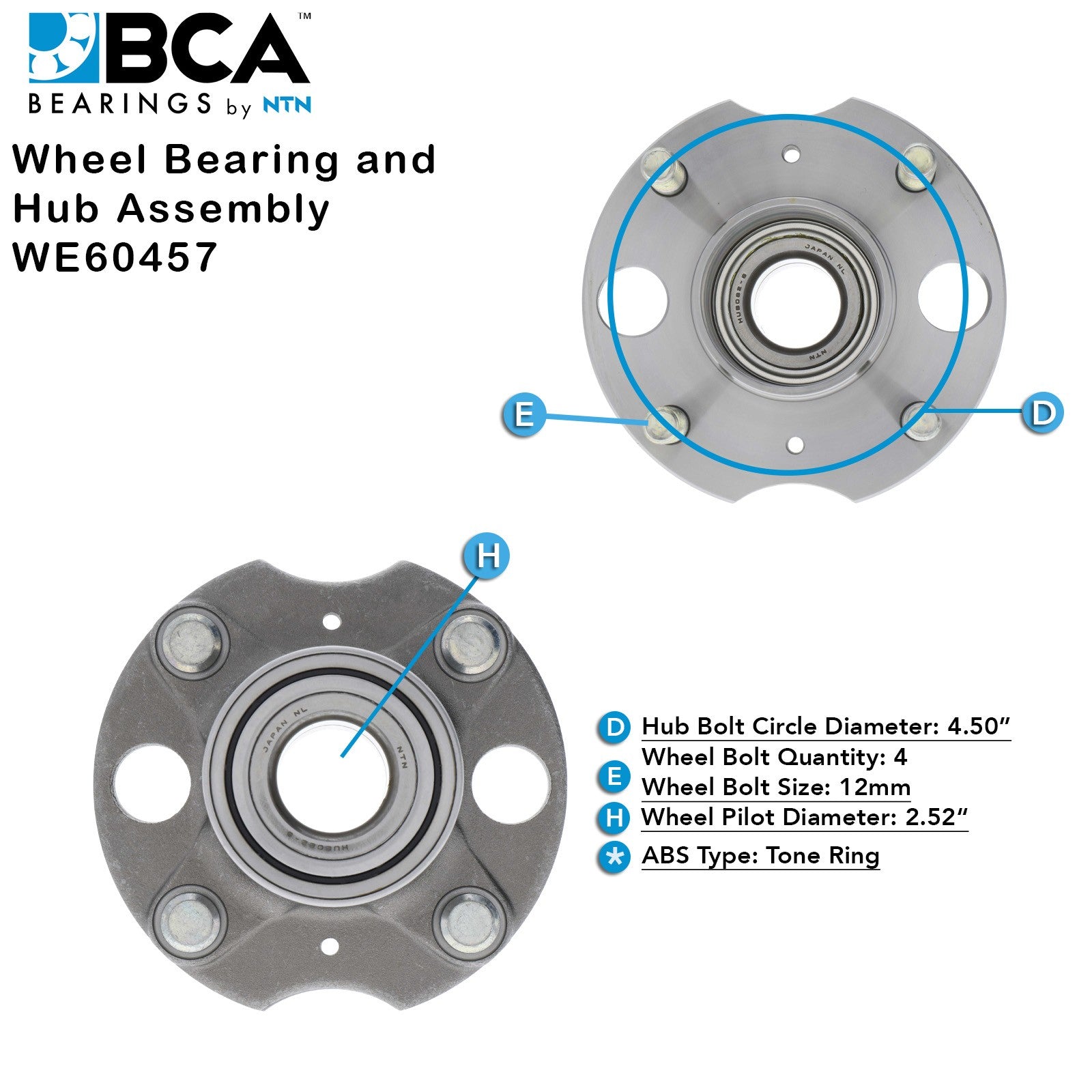 BCA Axle Bearing and Hub Assembly