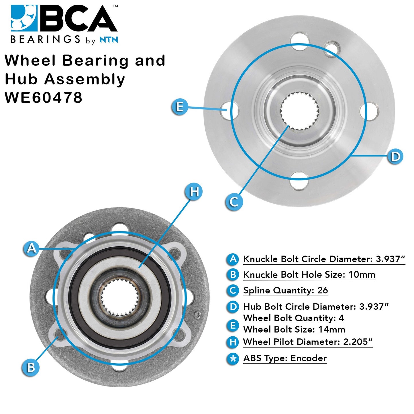 BCA Axle Bearing and Hub Assembly
