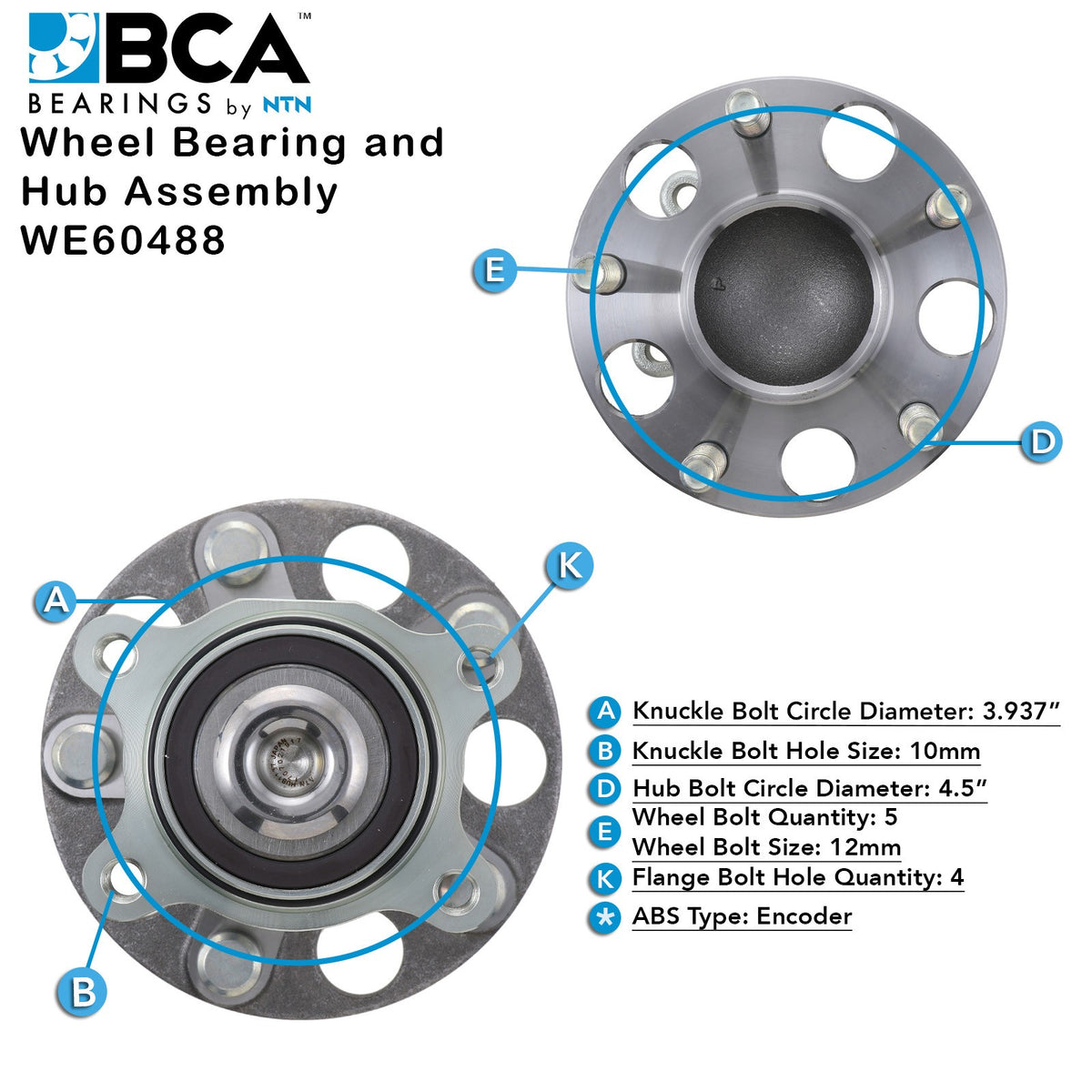 BCA Axle Bearing and Hub Assembly