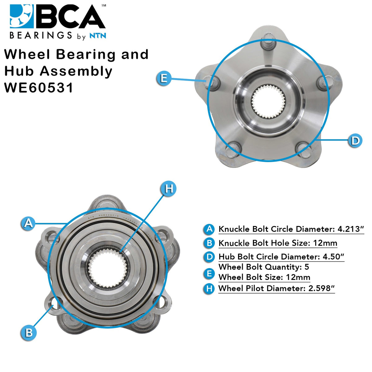 BCA Wheel Bearing and Hub Assembly WE60531