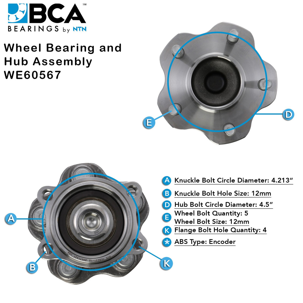 BCA Axle Bearing and Hub Assembly