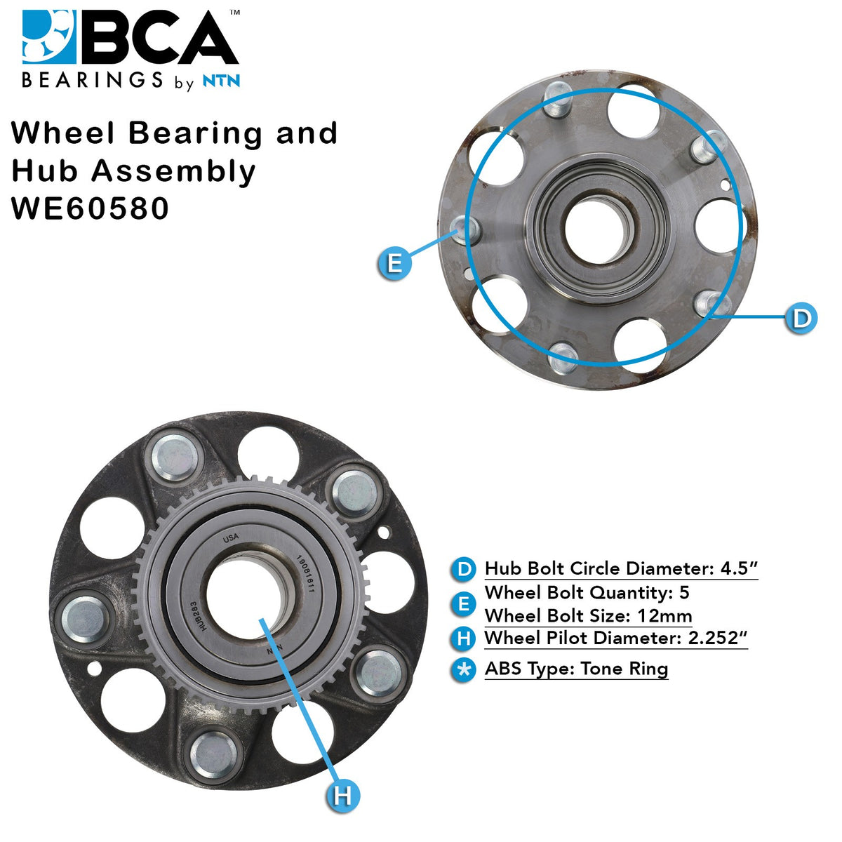 BCA Axle Bearing and Hub Assembly