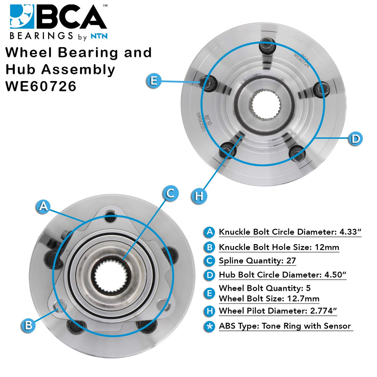 BCA Wheel Bearing and Hub Assembly WE60726