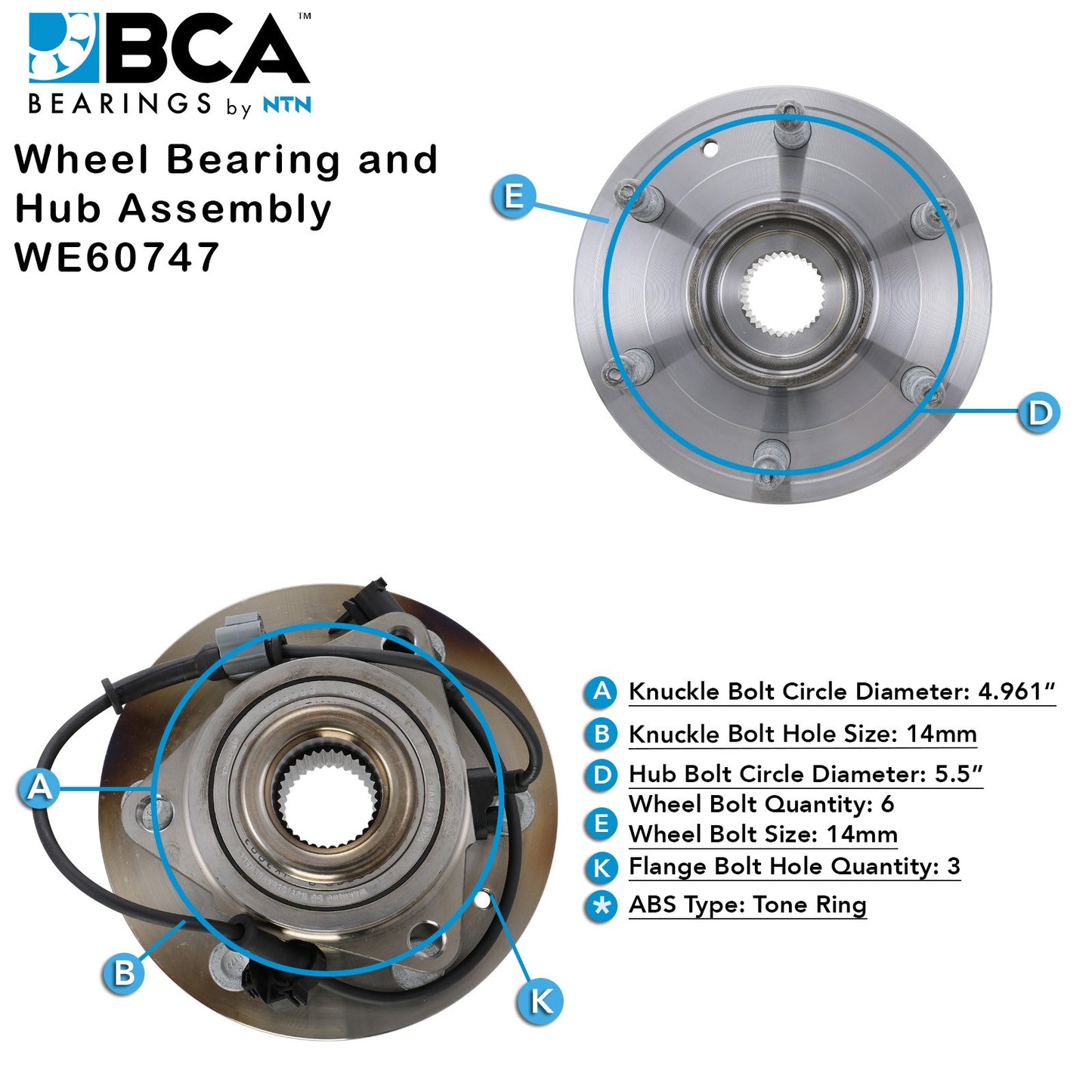 BCA Wheel Bearing and Hub Assembly WE60747