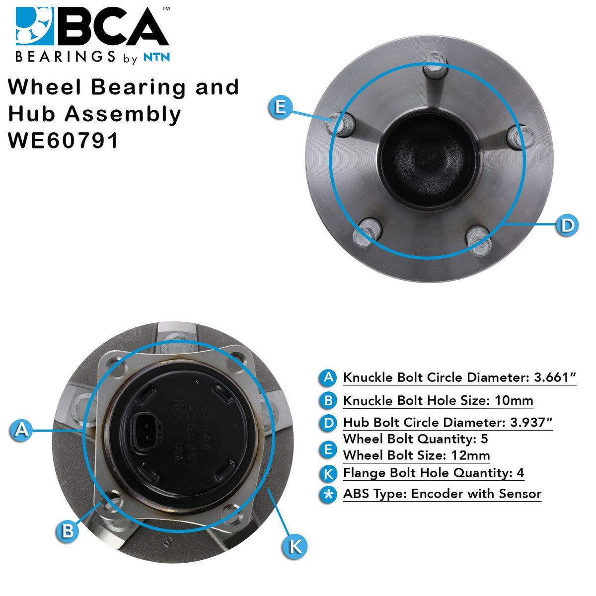 BCA Wheel Bearing and Hub Assembly WE60791