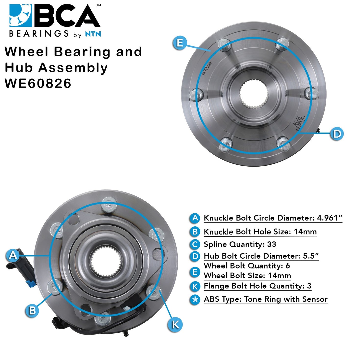 BCA Wheel Bearing and Hub Assembly WE60826