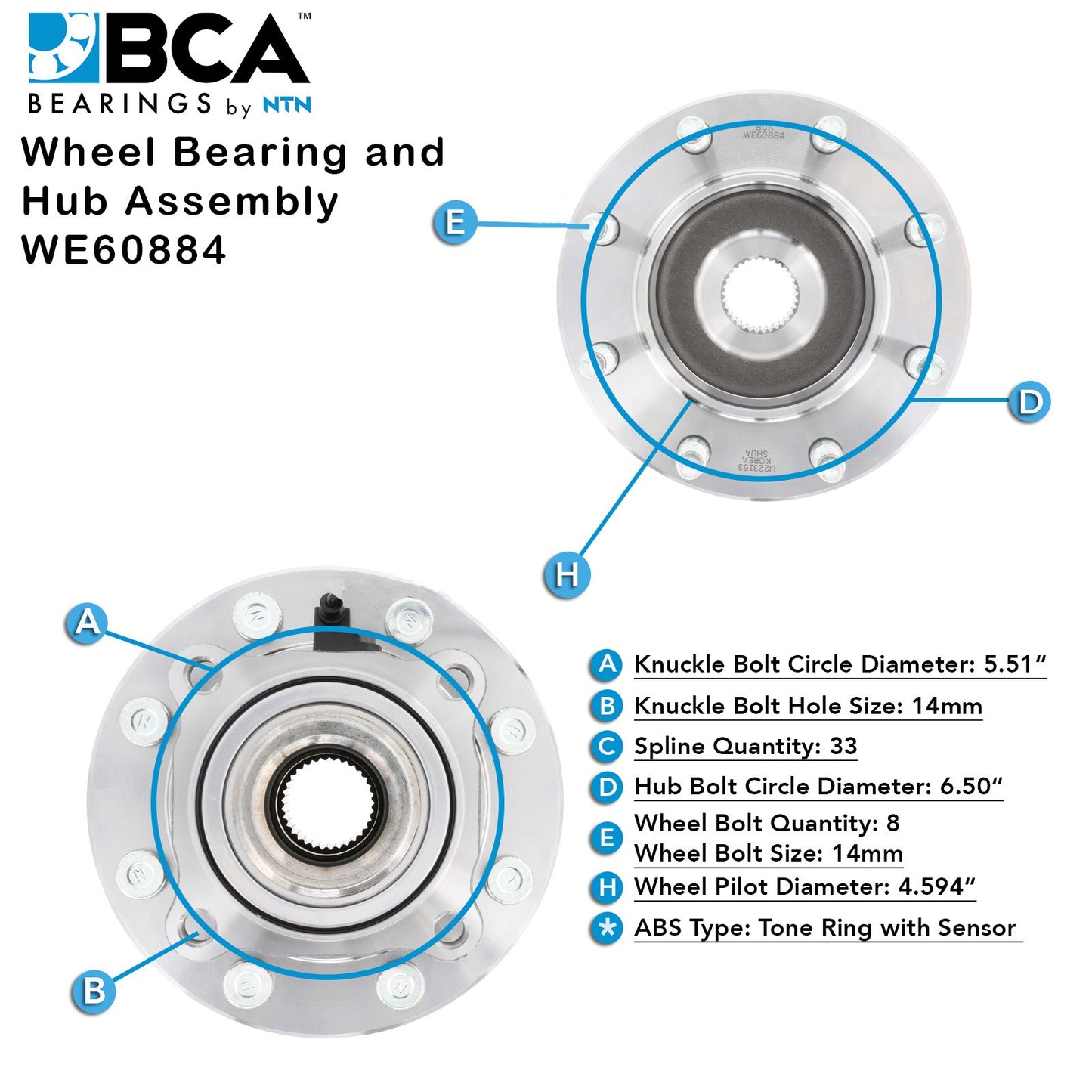BCA Wheel Bearing and Hub Assembly WE60884
