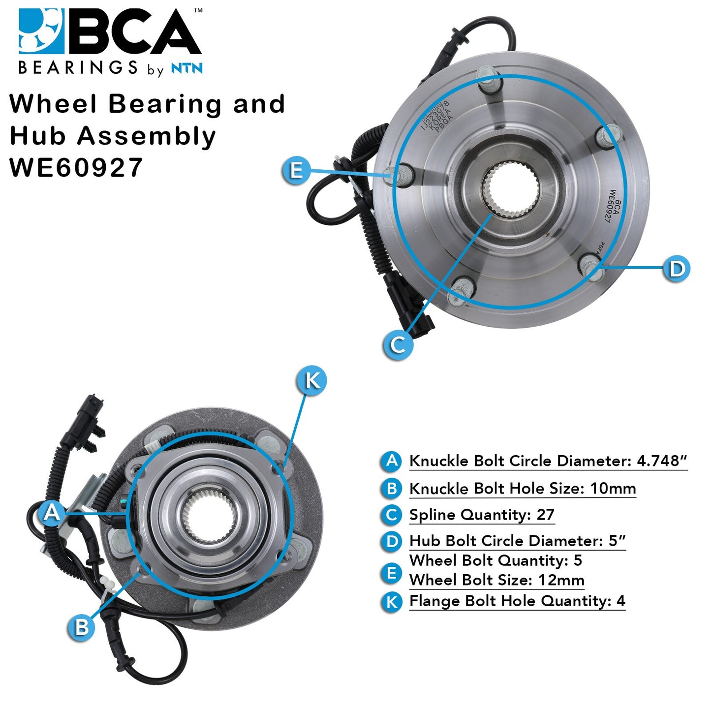 BCA Axle Bearing and Hub Assembly