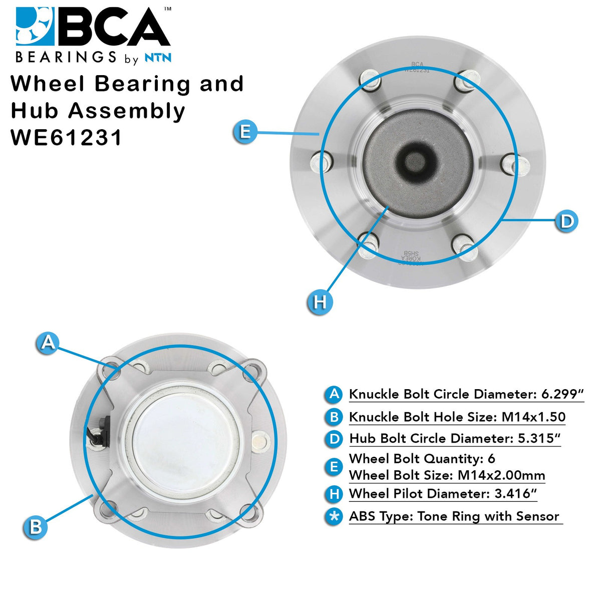 BCA Wheel Bearing and Hub Assembly WE61231