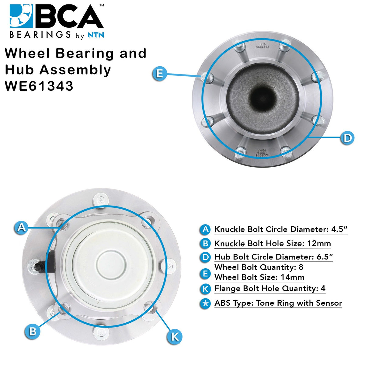 BCA Wheel Bearing and Hub Assembly WE61343